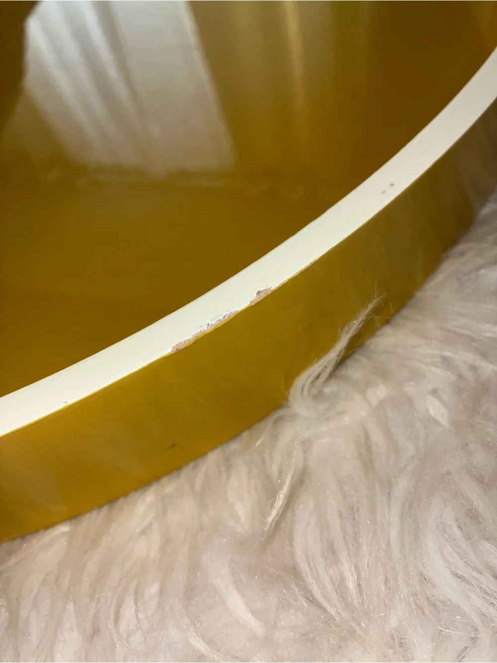 West Elm Large Lacquer Round Tray (21”) Round Mustard Yellow Serving Tray